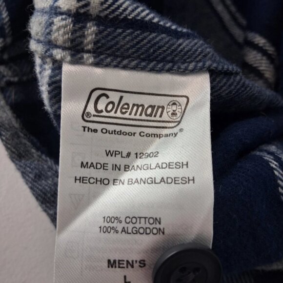 Coleman Shirt Mens Large Plaid Flannel Blue Gray Button Up Outdoor Workwear - Picture 5 of 10